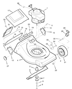 Mower Housing Assembly Diagram and Parts List for 21668X34A 1996 Briggs and Stratton Lawn Mower